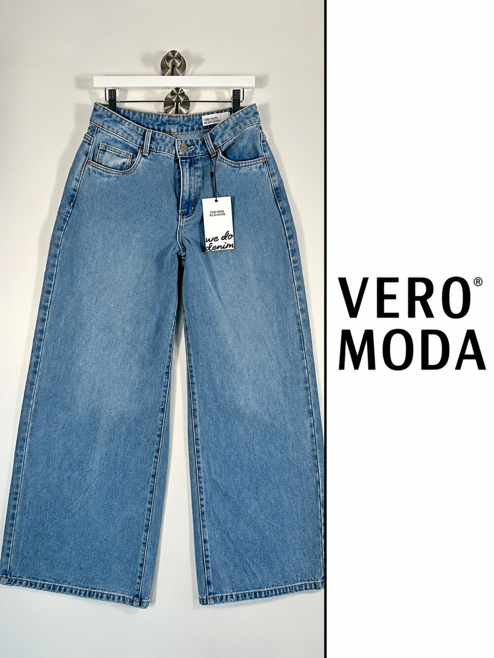 NWT Vero Moda VMANNET Mid Rise Wide Leg Jeans Size 28 Light Wash